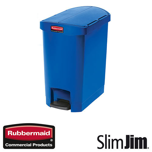 Afvalbak Slim Jim End Step On container Rubbermaid 30 liter blauw